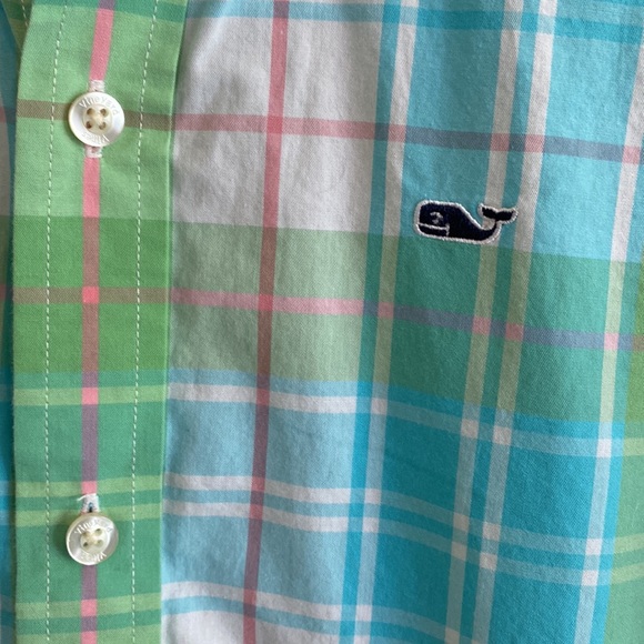 Kids Vineyard Vines Button Down Shirt Small (8-10) Whale Shirt Plaid - Picture 2 of 5